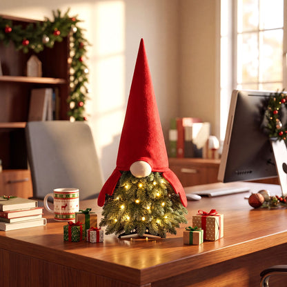 Two 2.5-foot pre-lit mini artificial Christmas trees in a 2-pack, decorated with lights, ideal for tabletop holiday decor.