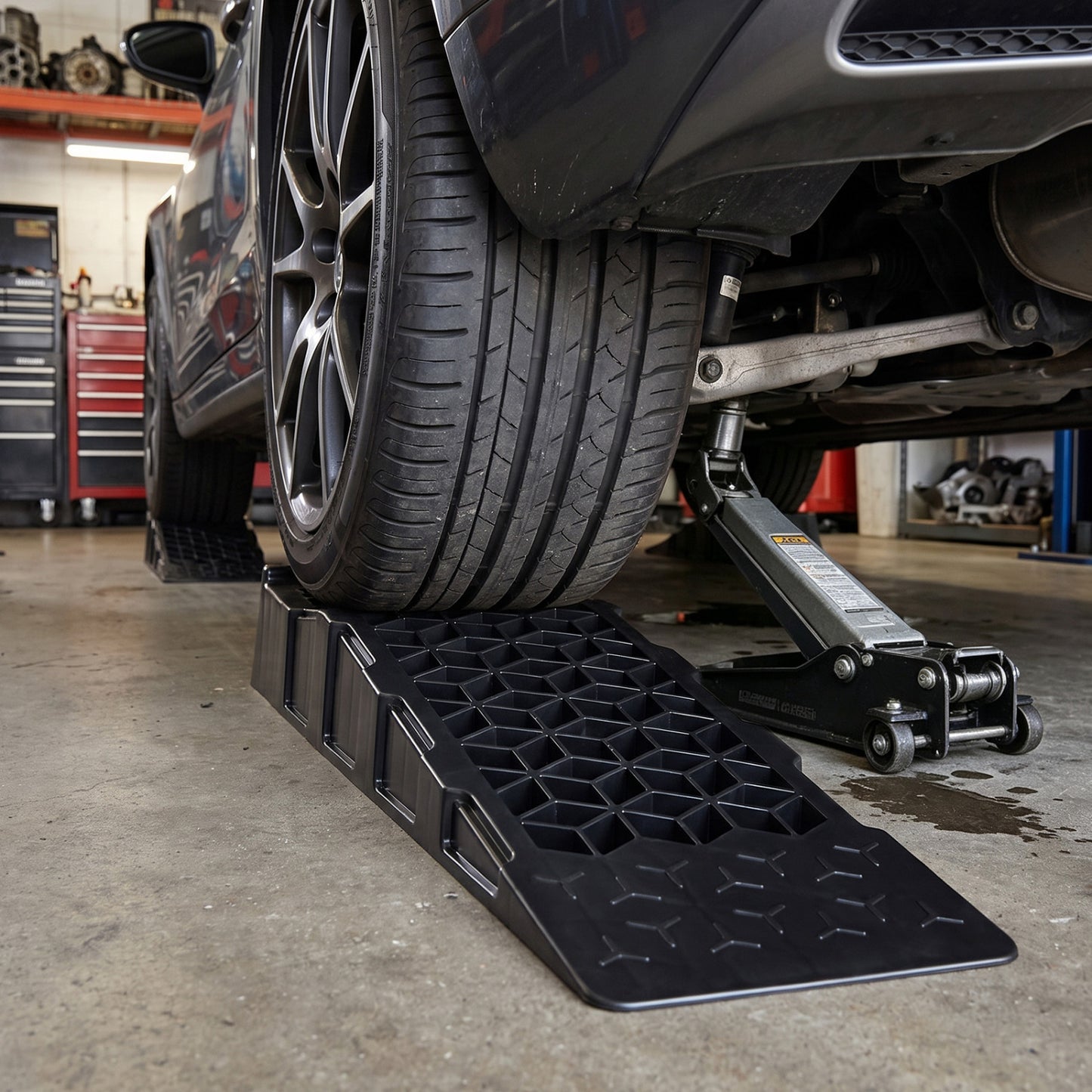 2-Pack 2.5" Lift Low Profile Car Ramps 22000 Lbs GVW Capacity-Black