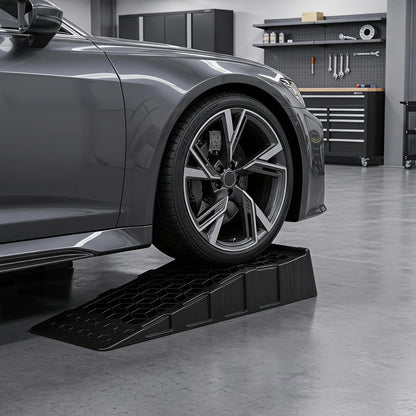 2-Pack 2.5" Lift Low Profile Car Ramps 22000 Lbs GVW Capacity-Black
