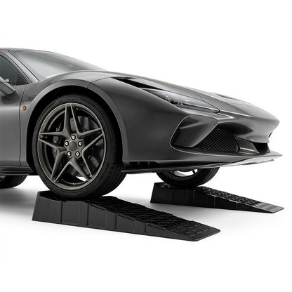 2-Pack 2.5" Lift Low Profile Car Ramps 22000 Lbs GVW Capacity-Black