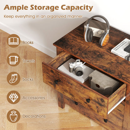 2-Pack 3 Drawer Dresser Chest of Drawers Bedside Table-Brown