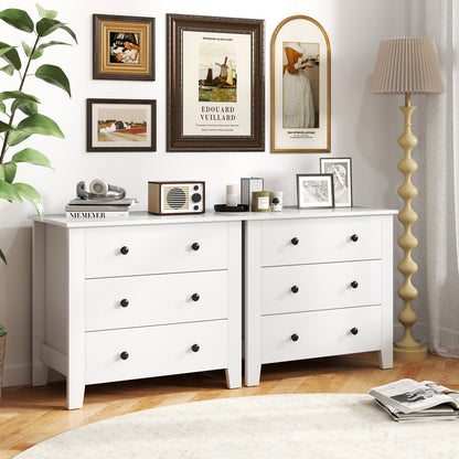 2-Pack 3 Drawer Dresser Chest of Drawers Bedside Table-Brown