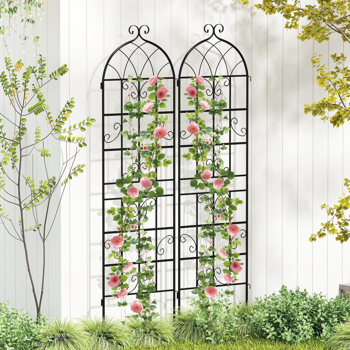 2 Pack 71" x 20" Metal Garden Trellis for Outdoor Climbing Plants