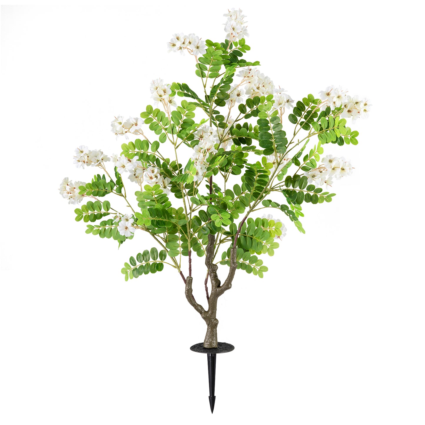 2 Pack Artificial Locust Flower Trees 39 Inch Fake Evergreen Shrubs with Ground Spikes-Purple