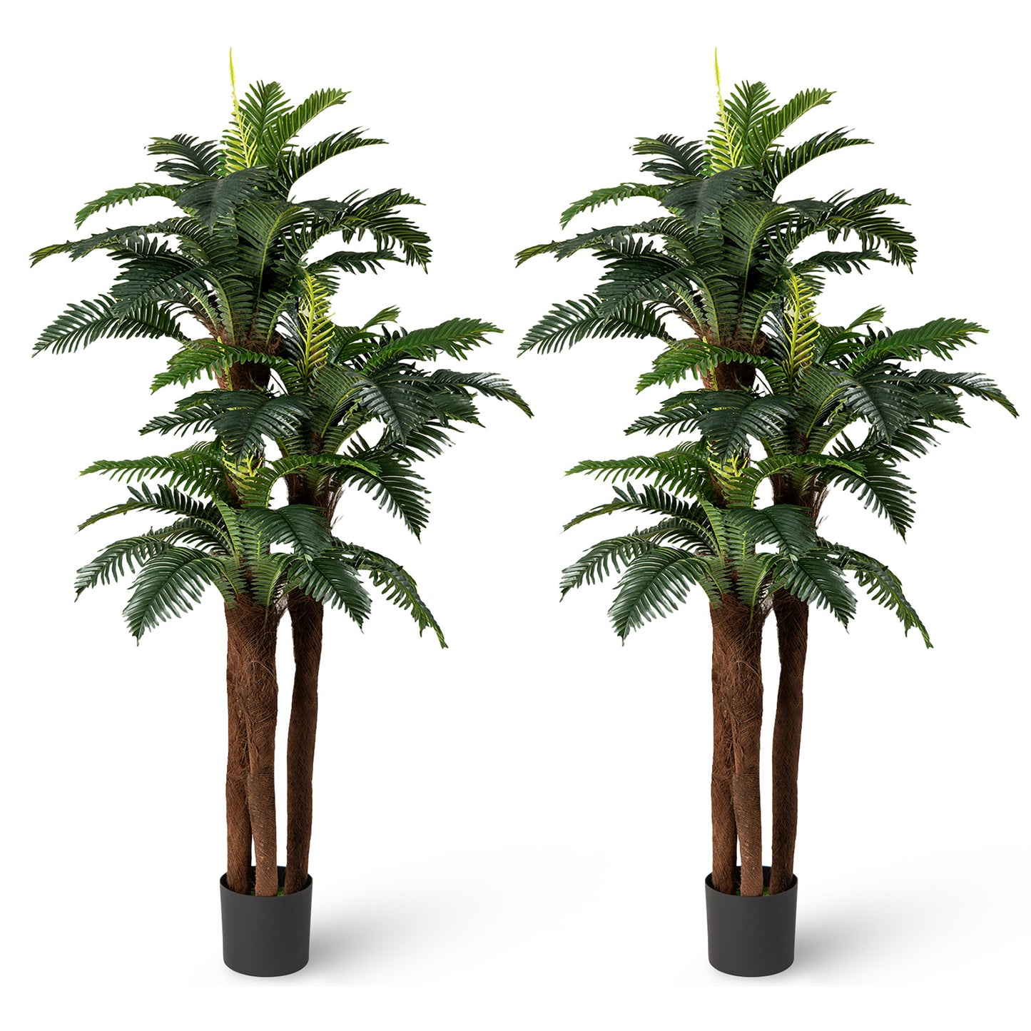 2 Pack Artificial Palm Tree 6.3 ft Tall with Adjustable Leaves