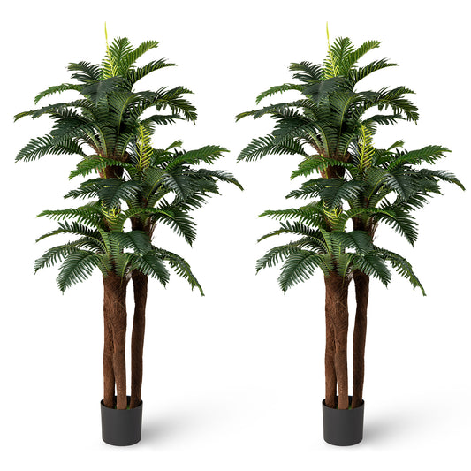 2 Pack Artificial Palm Tree 6.3 ft Tall with Adjustable Leaves