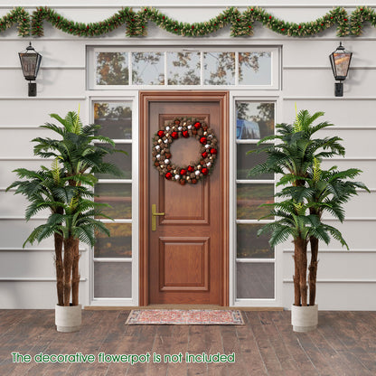 2 Pack Artificial Palm Tree 6.3 ft Tall with Adjustable Leaves