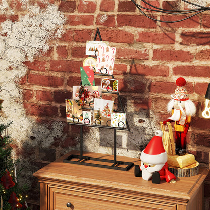 2 Pack Christmas Tree Photo Holder with 36 Round Clips and Metal Hanging Rack-Black