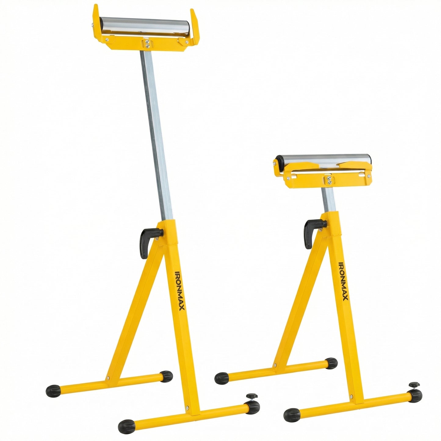2-Pack Folding Roller Stands Portable Outfeed Supports with Adjustable Height-Blue
