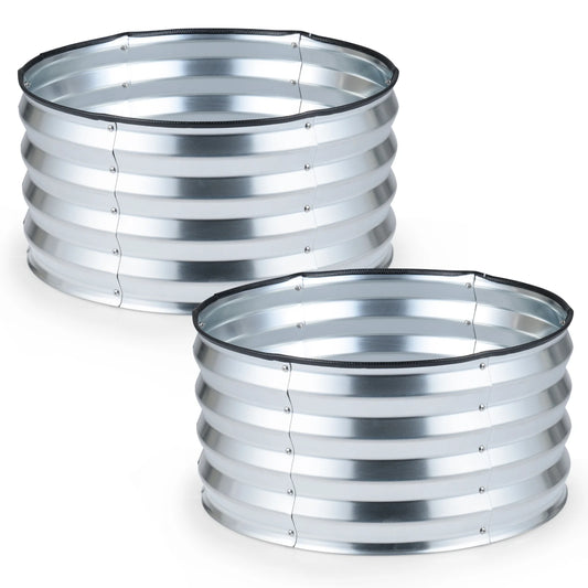 2 Pack Galvanized Raised Garden Bed Kit with Open-Ended Base-Silver