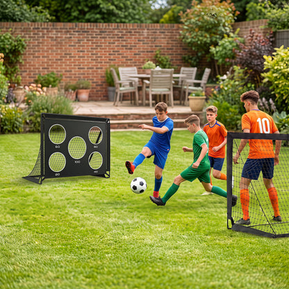 2-Pack Soccer Goals Backyard Set with Pitch Marker Cloth Cones Ball and Ground Stakes