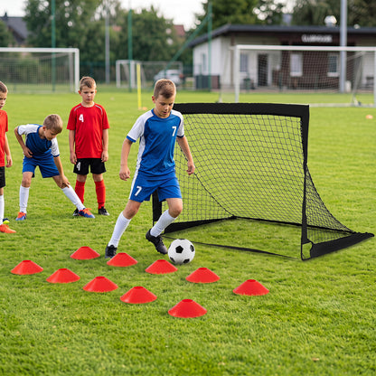 2-Pack Soccer Goals Backyard Set with Pitch Marker Cloth Cones Ball and Ground Stakes