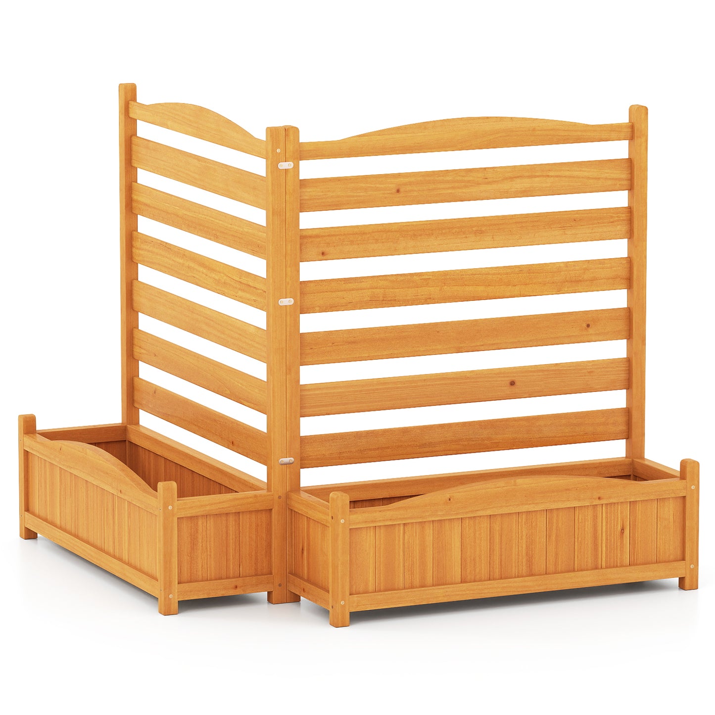 2-Panel Freestanding Outdoor Wood Privacy Screen-Yellow