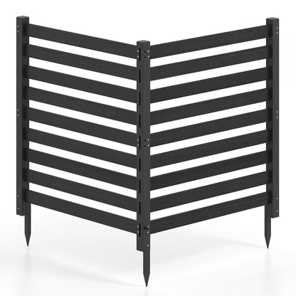 2-Panel Wooden Outdoor Privacy Fence with Ground Stakes-Black