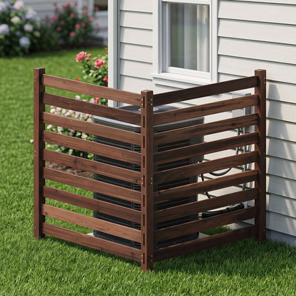 2-Panel Wooden Outdoor Privacy Fence with Ground Stakes-Black
