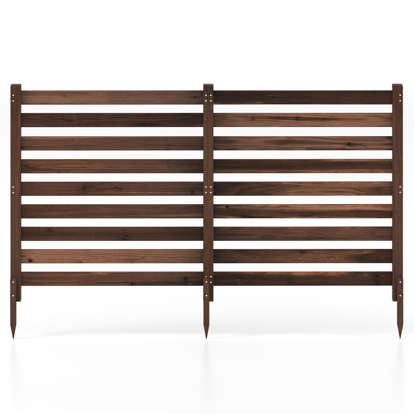 2-Panel Wooden Outdoor Privacy Fence with Ground Stakes-Black