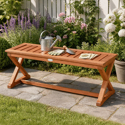 2-Person 44" Solid Wood Outdoor Bench with Slatted Seat for Patio Park Balcony-2 Piece