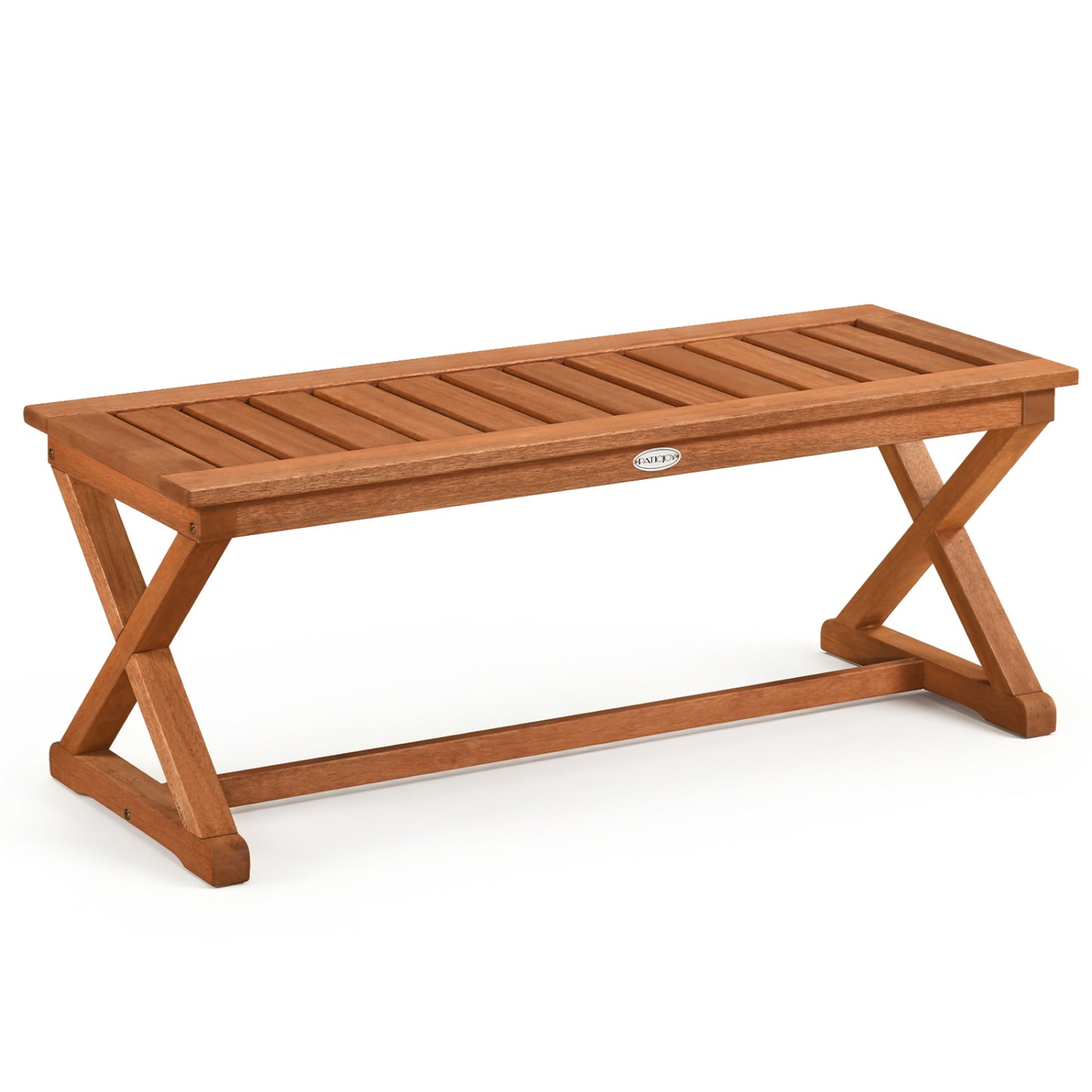 2-Person 44" Solid Wood Outdoor Bench with Slatted Seat for Patio Park Balcony-2 Piece