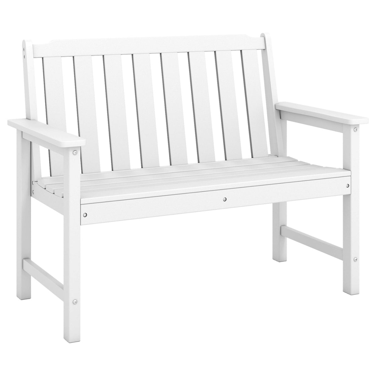 2-Person All Weather HDPE Outdoor Garden Bench with Backrest and Armrests-Black