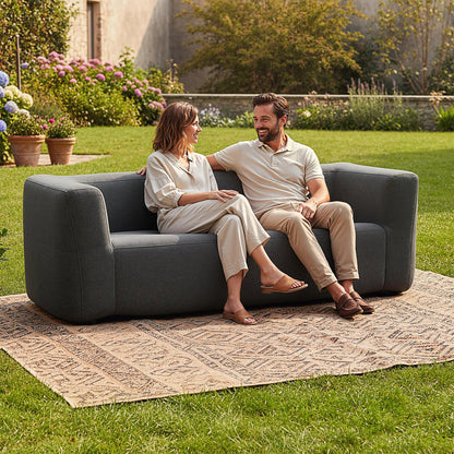 2-Person Portable Blow Up Sofa with Detachable Cover-Blue