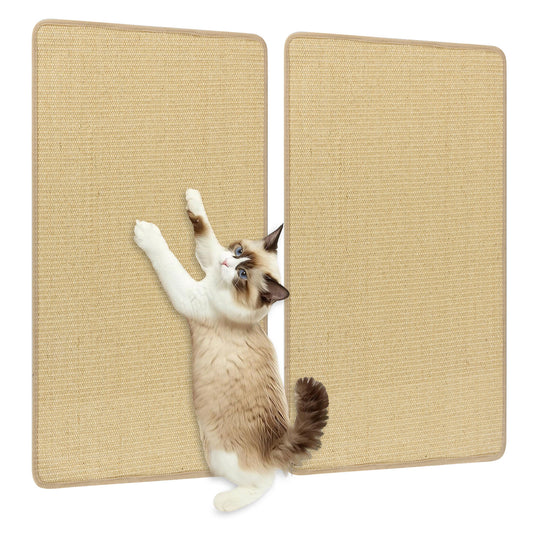 Two natural sisal cat scratcher mats, 32 x 20 inches, designed for cats to scratch and play, by Wilsons Home Store.
