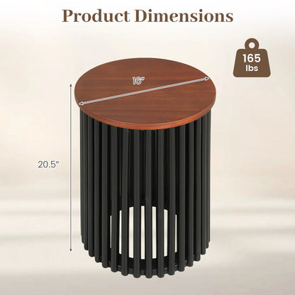 2 Piece Elegant Round Acacia Wood Coffee Table for Living Room and Home Office-Walnut