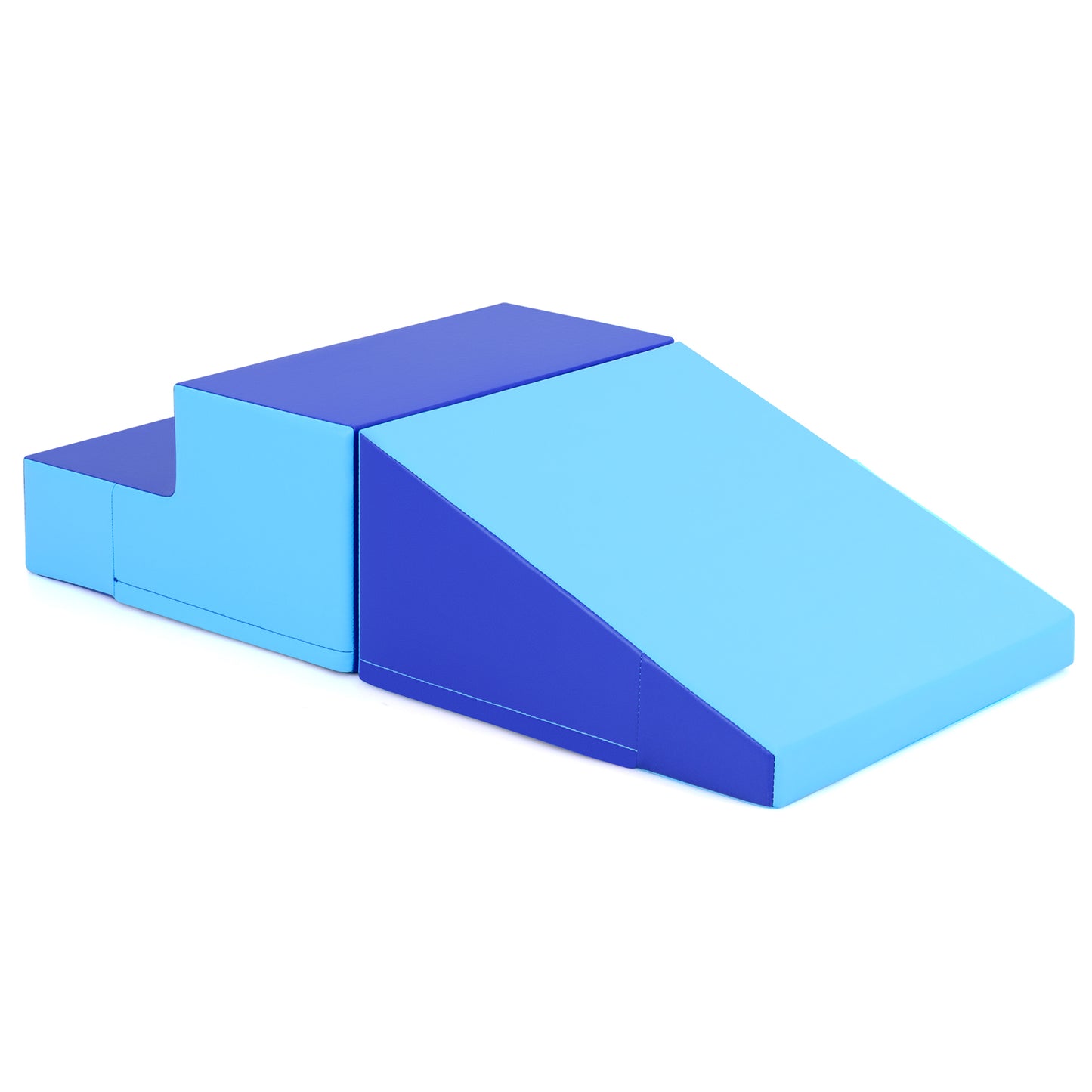 2-Piece Step and Slide Climber for Infants and Toddlers Baby Soft Play Set Foam Blocks-Blue