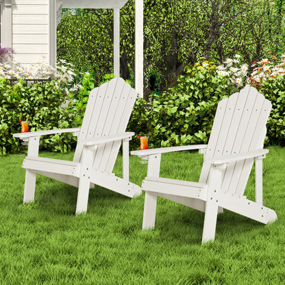 Two black Adirondack chairs from Wilsons Home Store, outdoor patio furniture set with ergonomic design for porch and backyard.