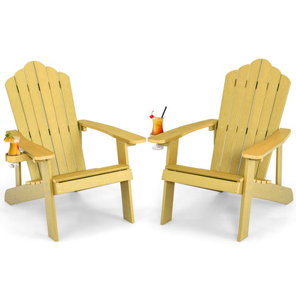Two black Adirondack chairs with ergonomic design, perfect for porch and backyard outdoor seating.