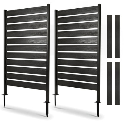 2 Pieces Outdoor Privacy Screen Fence for Backyard Pool Lawn-Black