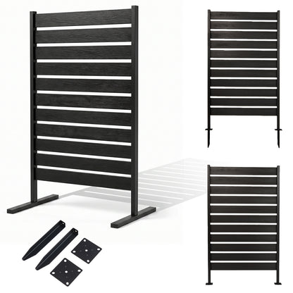 2 Pieces Outdoor Privacy Screen Fence for Backyard Pool Lawn-Black