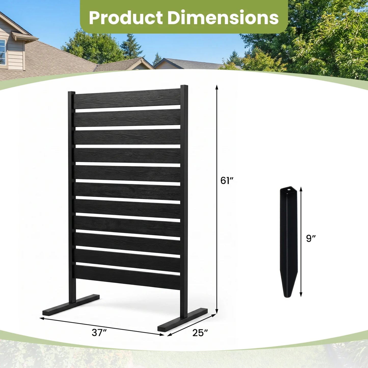 2 Pieces Outdoor Privacy Screen Fence for Backyard Pool Lawn-Black