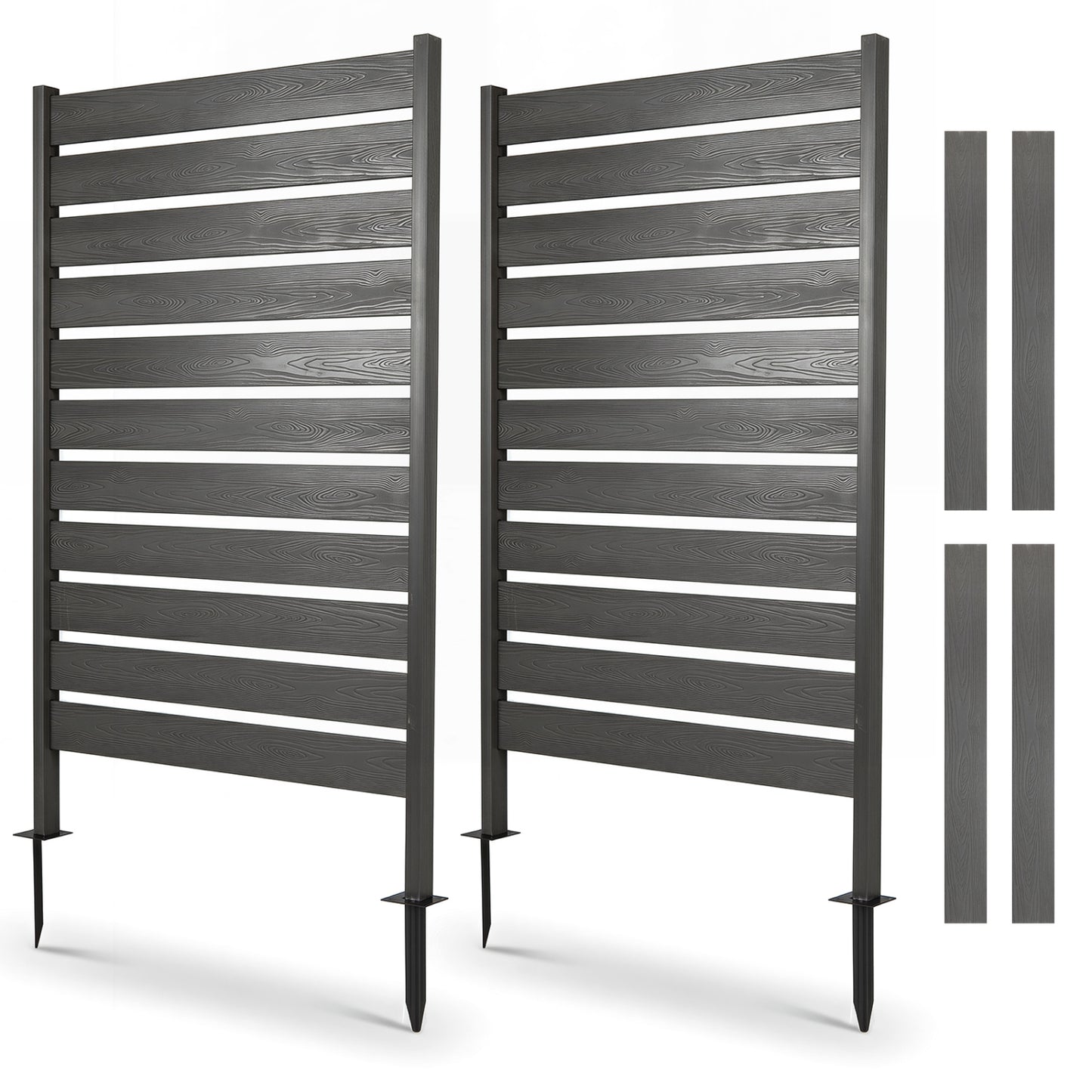 2 Pieces Outdoor Privacy Screen Fence for Backyard Pool Lawn-Black