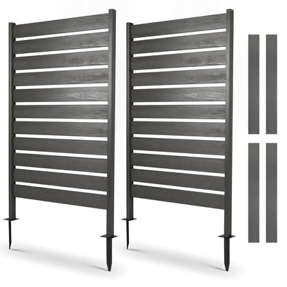 2 Pieces Outdoor Privacy Screen Fence for Backyard Pool Lawn-Black