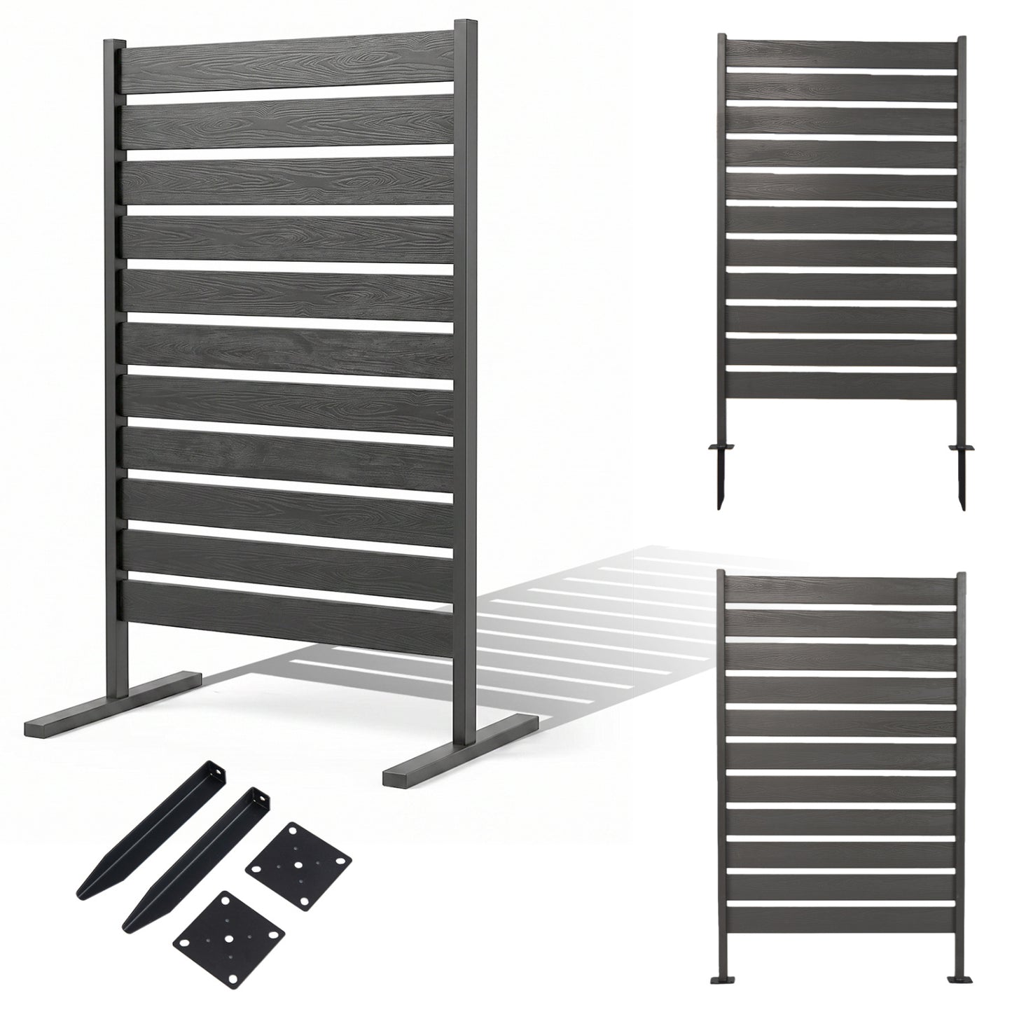 2 Pieces Outdoor Privacy Screen Fence for Backyard Pool Lawn-Black
