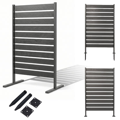 2 Pieces Outdoor Privacy Screen Fence for Backyard Pool Lawn-Black