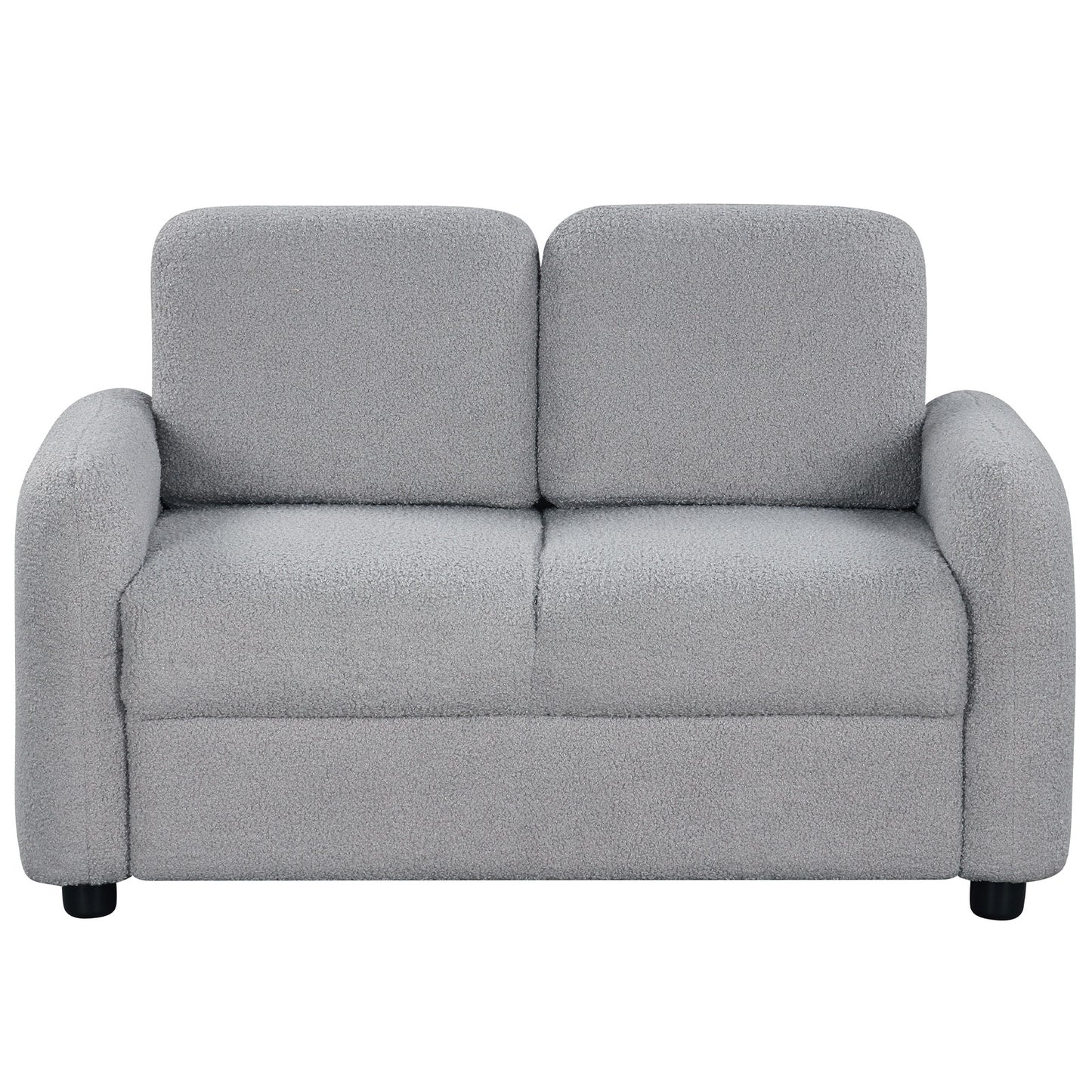 2-Seat Kids Sofa Toddler Sofa Couch with Soft Teddy Fleece Upholstery and Solid Wooden Frame-Gray