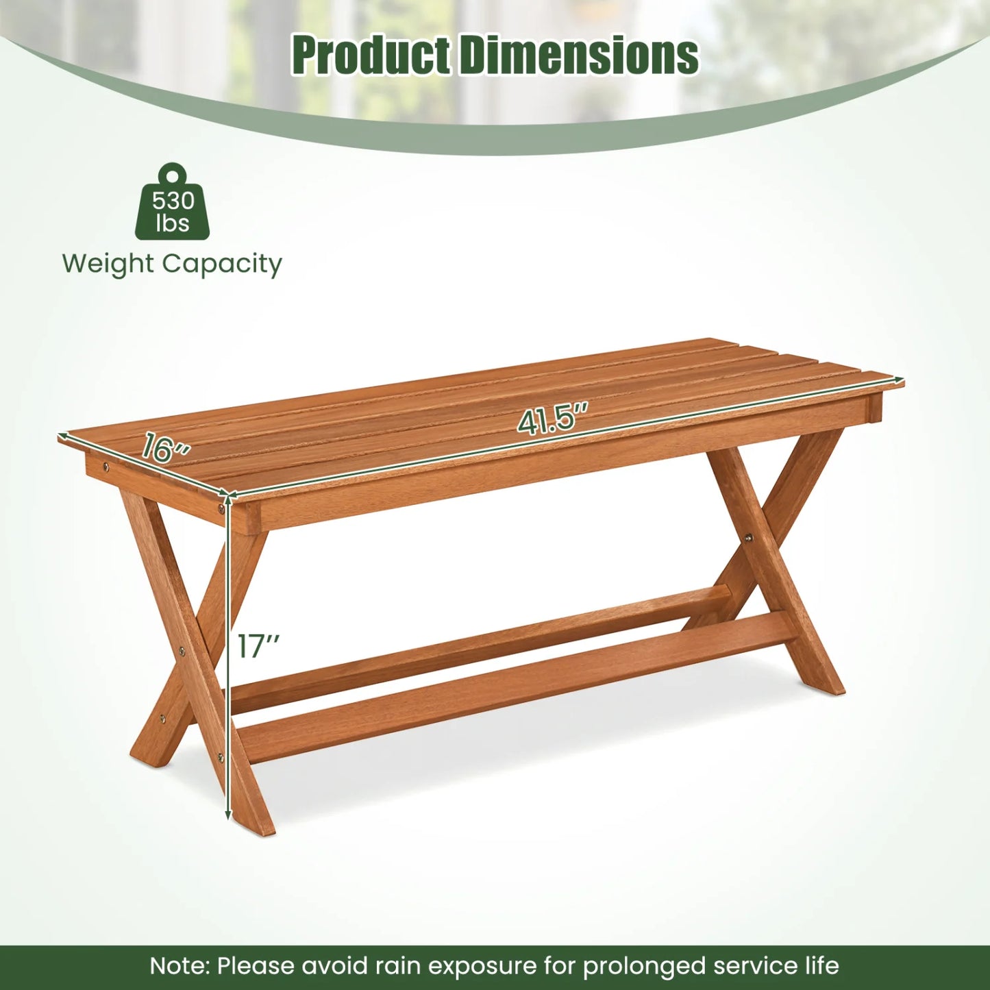 Set of two wooden garden patio benches with X-shaped legs, ideal outdoor seating for backyard or patio spaces.