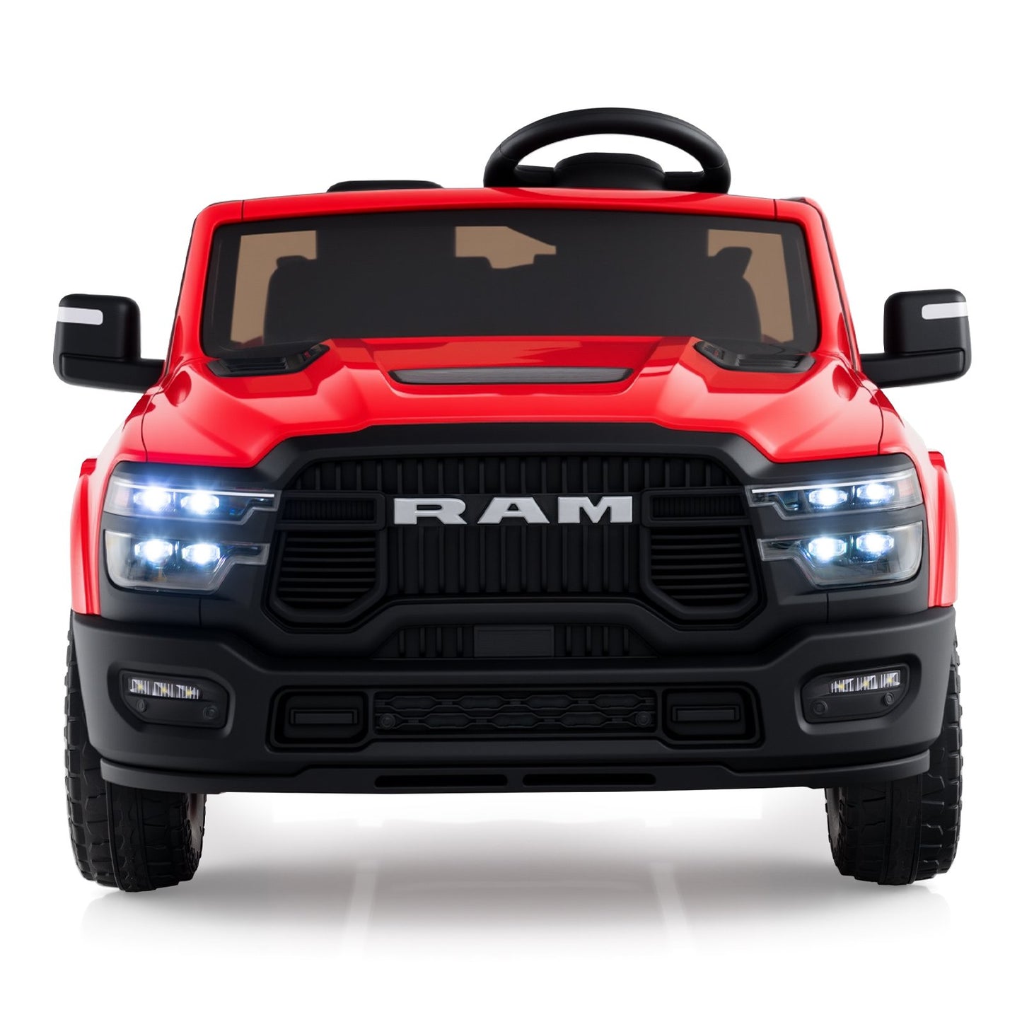 2 Seater 24V Ride on Toy for Big Kids Licensed Ram Truck with Remote and Music-Black