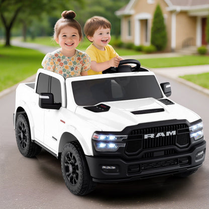 2 Seater 24V Ride on Toy for Big Kids Licensed Ram Truck with Remote and Music-Black