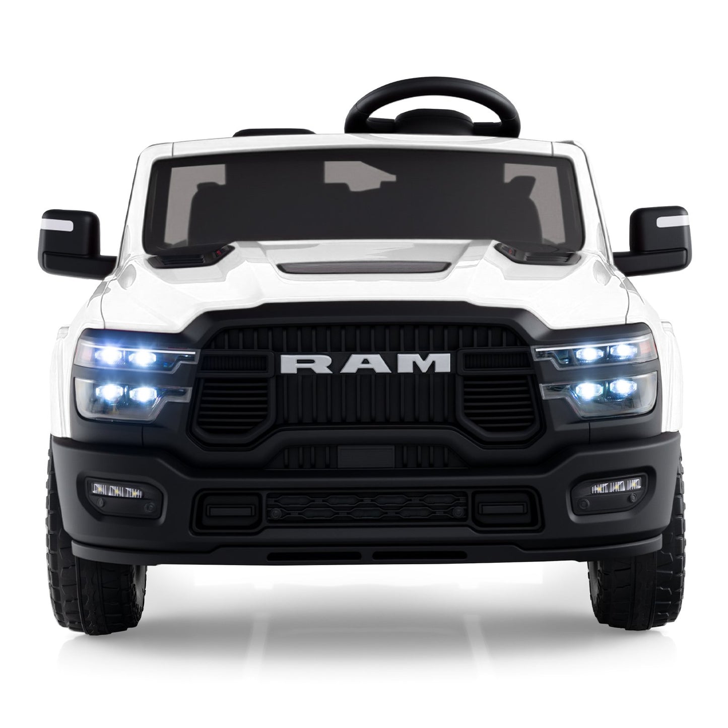 2 Seater 24V Ride on Toy for Big Kids Licensed Ram Truck with Remote and Music-Black