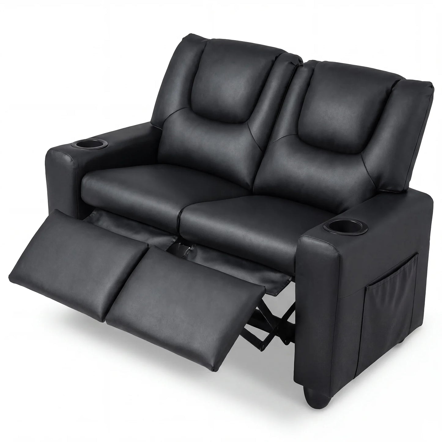 2-Seater Kids Recliner Double Toddler Sofa Chair with 2 Cup Holders-Beige