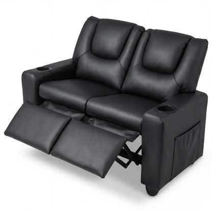2-Seater Kids Recliner Double Toddler Sofa Chair with 2 Cup Holders-Beige