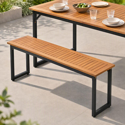 2-Seater Outdoor Dining Bench 800 LBS Max Load with Metal Legs-Setof1