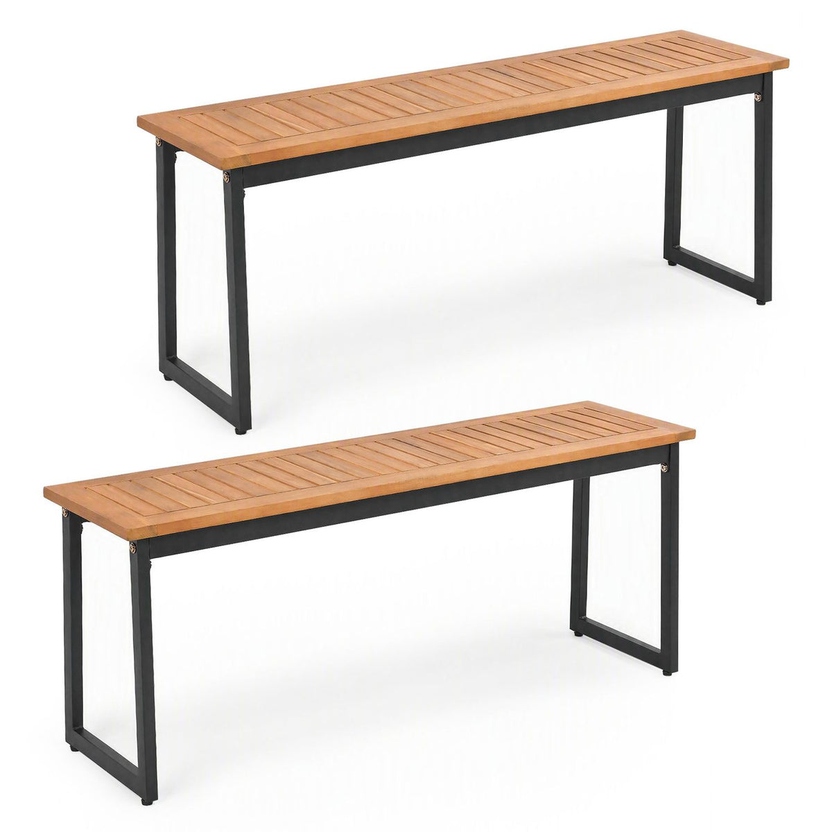 2-Seater Outdoor Dining Bench 800 LBS Max Load with Metal Legs-Setof1