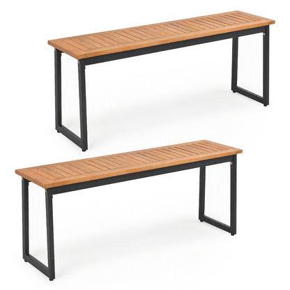 2-Seater Outdoor Dining Bench 800 LBS Max Load with Metal Legs-Setof1