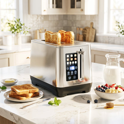 2 Slice Toaster with 6 Browning Levels and 4 Bread Types-Silver