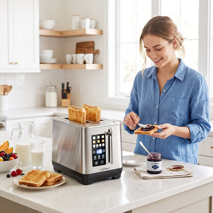 2 Slice Toaster with 6 Browning Levels and 4 Bread Types-Silver