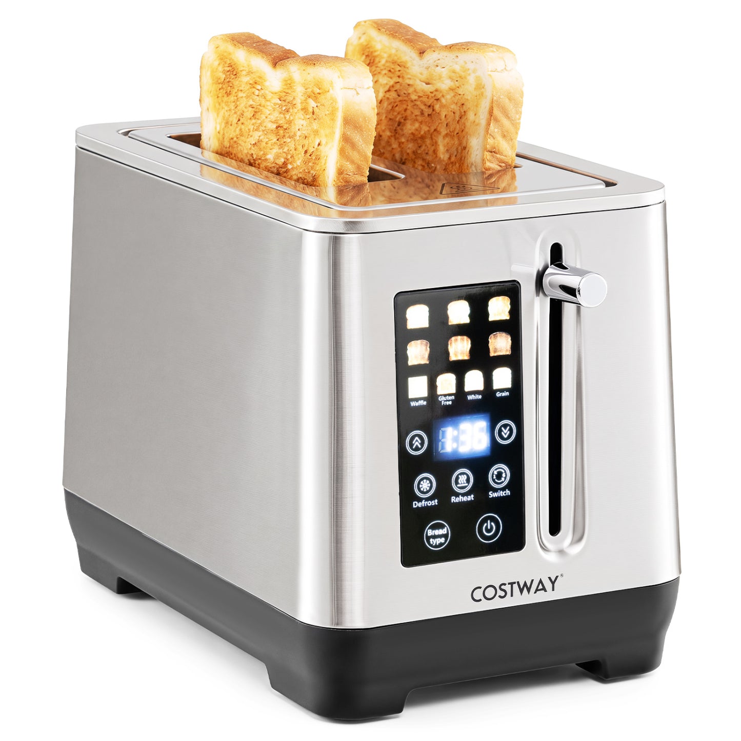 2 Slice Toaster with 6 Browning Levels and 4 Bread Types-Silver