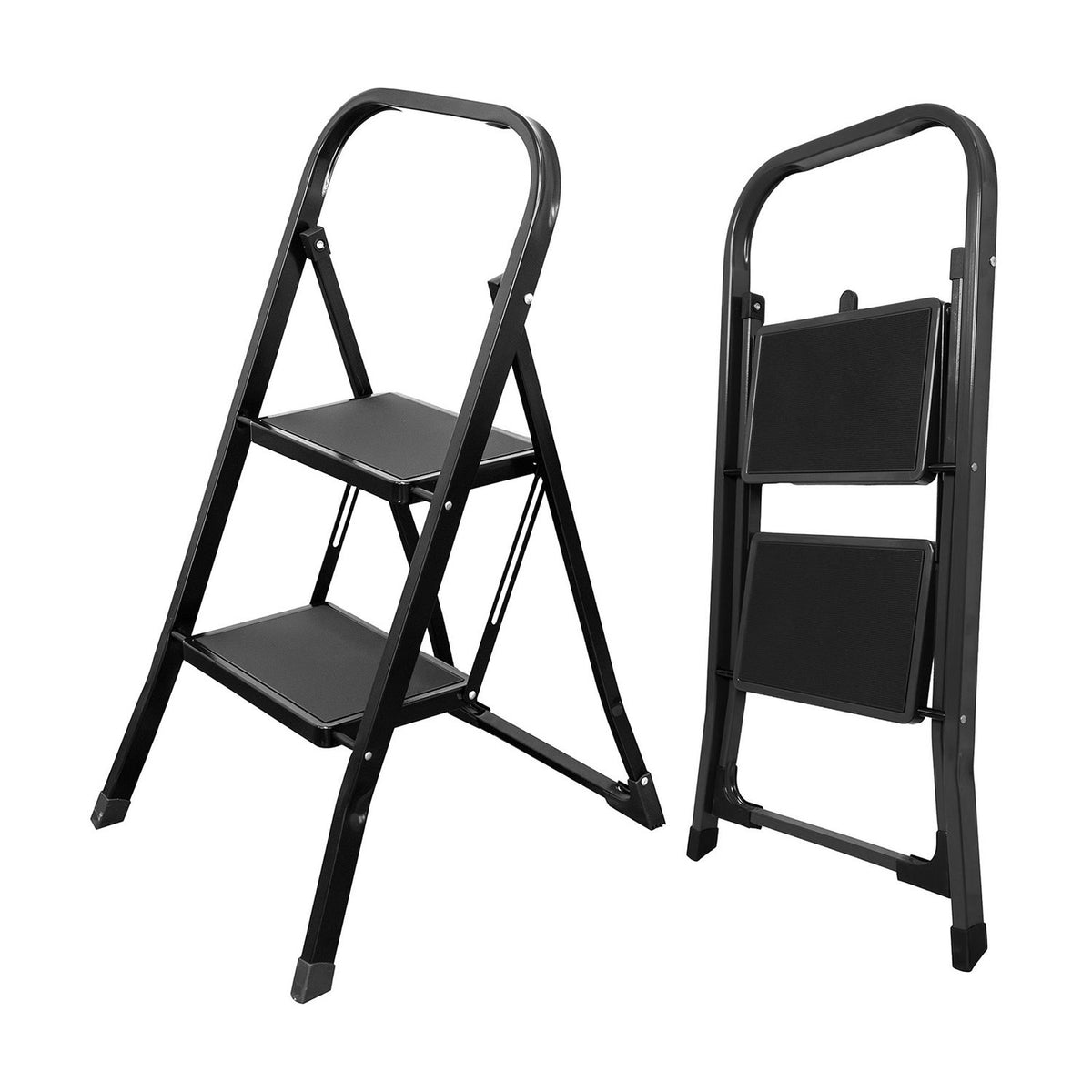 2 Step Ladder Folding Step Stool with Handrail and Wide Anti-Slip Pedals